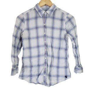 Abercrombie & Fitch Blue Plaid Button Up Shirt Size‎ S 90s Y2K Vintage Cotton